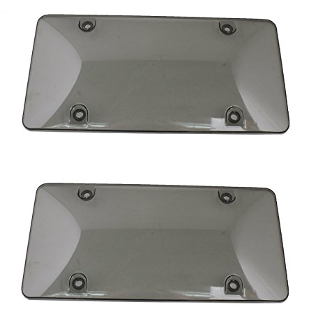 License Plate Shield Cover, Airkoul 2 Pcs Tinted Smoke Unbreakable License Plate Frame With Screw For Car, SUV, Truck & Van, Fits Any Standard Size 6" x 12" Novelty/License Plates