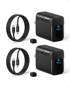 45W USB-C Super Fast Charger, Anker Charger with USB-C Cable, Supports PPS Fast Charging for Samsung Galaxy S24 Ultra/S24/S23 /S23/S22/Note20, iPhone, Pixel, and More (2-Pack 5 ft Cable Included)