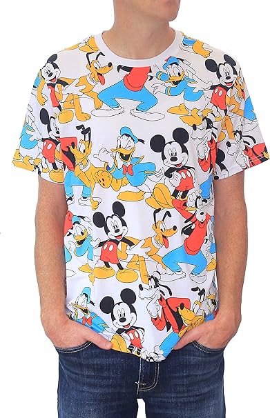 Disney Mickey Mouse & Pluto Classic T-Shirt Men Graphic Tshirt for Adult Vintage Tee