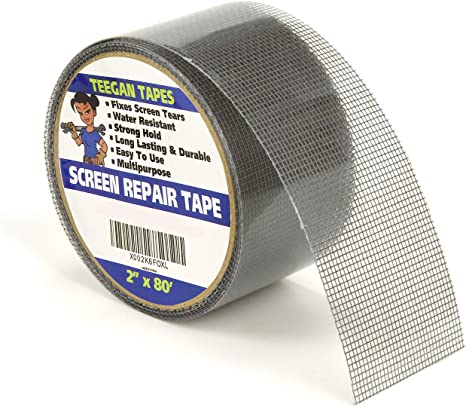 Screen Door Repair Tape | Fiberglass Covering Wire Mesh Tape | Strong Adhesive | Repair Hole Tears | Home, Camper, RV, Cottage | 2 Inch X 6.7 Feet