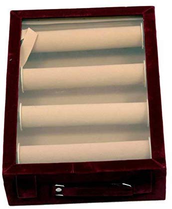 Kuber Industries™ 4 Rods Transparent Bangle Organizer Box Velvet Coated Jewelry Storage Case
