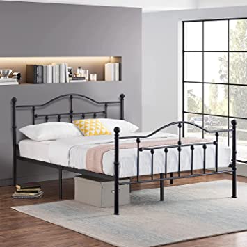 VECELO Full Size Bed Frame, Metal Platform Mattress Foundation/Box Spring Replacement with Headboard & Footboard