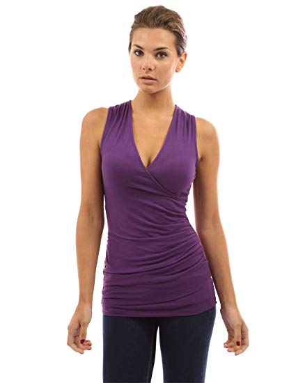PattyBoutik Women V Neck Ruched Side Tank Top