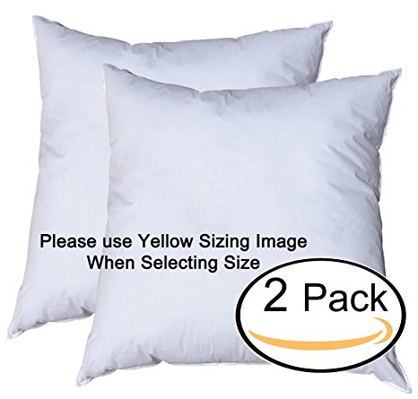 Pillowflex Premium Polyester Filled Pillow Form Inserts - Machine Washable - Square - Made In USA (14x14 Pack of 2)