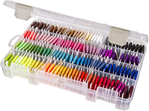 ArtBin 6840JN Floss Finder Box, Sewing & Embroidery Organizer, [1] Plastic Storage Case, Clear, Multi
