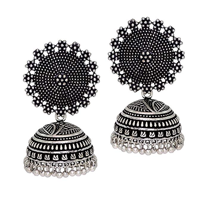 Jaipur Mart Oxidised Plated Jhumka Indian Unique Ethenic bollywood Earrings Jewellery