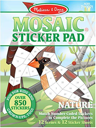 Melissa & Doug Mosaic Sticker Pad Nature (12 Color Scenes to Complete with 850  Stickers), Great Gift for Girls and Boys - Best for 7, 8, 9 Year Olds and Up