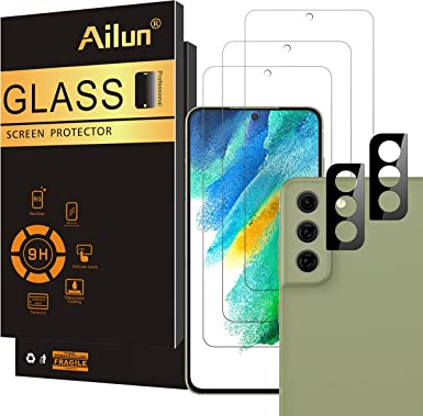 Ailun Glass Screen Protector for Galaxy S21 FE 5G [Not Fit for Galaxy S21] 6.4 Inch Display 3Pack   2Pack Camera Lens Tempered Glass Fingerprint Unlock Compatible 0.33mm Ultra Clear Anti-Scratch Case Friendly