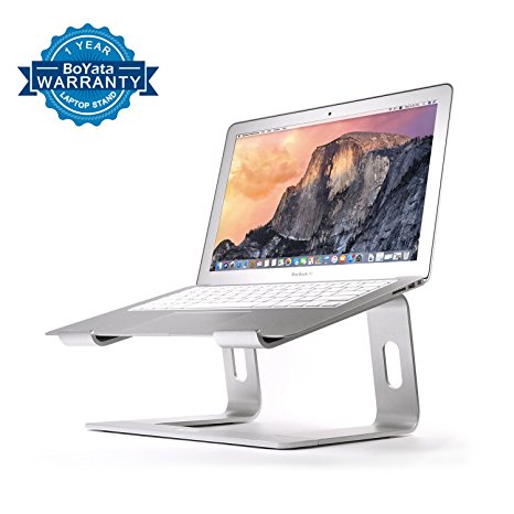BoYata Laptop Stand, Elevator Computer Laptop Holder: Dismountable Ventilated Notebook Stand for Apple MacBook Pro/Air, HP, Dell, Lenovo, Samsung, Acer, HUAWEI MateBook, Toshiba (Silver)