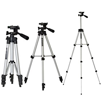 TOP-MAX 42 inch Silver Lightweight Video Camera Camcorder Tripod Stand with Carry Case(Max Capacity:2kg;Max Height:106cm)