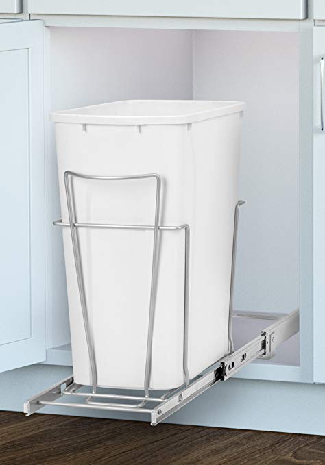 Panacea Grayline Slide-Out Single Trash Can Basket Storage, Satin Nickel