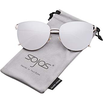 SOJOS Mirrored Flat Lens Fashion Sunglasses for Women SJ1085