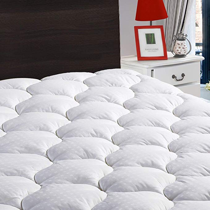 LEISURE TOWN Twin Mattress Pad Cover Cooling Mattress Topper Cotton Top Pillow Top with Snow Down Alternative Fill (8-21 Inch Fitted Deep Pocket)