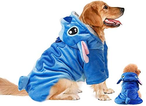 Gimilife Pet Costume, Dog Hoodie,Pet Xmas Pajamas Outfit, Pet Coat for Small Medium Large Dogs and Cats,Pet Disney Stitch Cartoon,Halloween and Winter