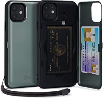 TORU CX PRO iPhone 11 Case Wallet Green with Hidden Credit Card Holder ID Slot Hard Cover, Strap, Mirror & Lightning Adapter for Apple iPhone 11 (2019) - Midnight Green