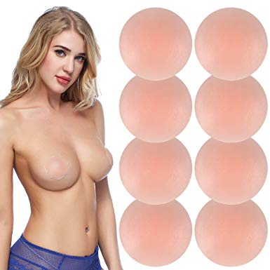 Niidor Pasties Bra for Women 8 Pairs Round/Flower Adhesive Nipple Covers