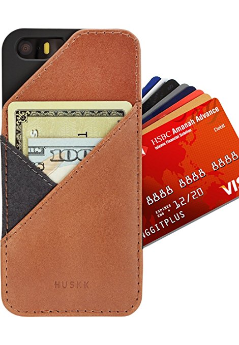 [iPhone SE/5/5S] Slim Leather Wallet Case - Up to 8 Cards Plus Cash - Quickdraw by HUSKK - [QDPH5T] - Tan