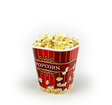 Popcorn Bucket - 8 Small Paramount Plastic Serving Bowl Tubs, 4.25-Cup/1-Liter Capacity [8 Individual Buckets Included]