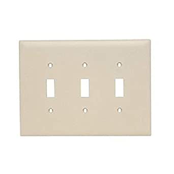 Legrand Pass & Seymour TPJ3I Trademaster Jumbo Oversized Unbreakable Nylon Wall Plate, 3 Gang, Three Toggle Cover, Ivory (1 Count)