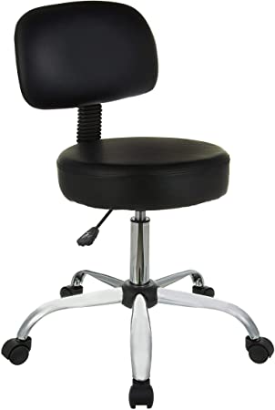 AmazonBasics Multi-Purpose Drafting Spa Bar Stool with Back Cushion and Wheels - Black