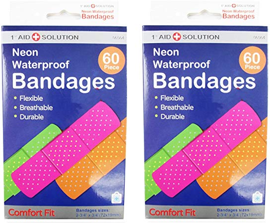 JMK 120 Neon Adhesive Waterproof Bandages Strip 3/4 Kids Children First Aid by 1st Aid Solution