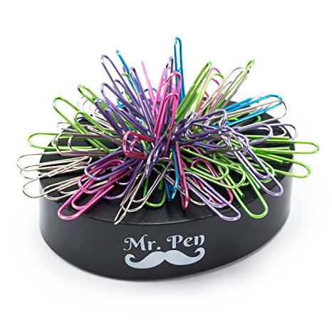 Mr Pen- Magnetic Desk Toys, Magnetic Sculpture, Desk Toy For Office (Set of 100 Paper Clips and a Magnetic Base), Paper Clips Holder, Desk Top Toys, Desk Toys for Adults, Paper Clips Assorted Colors