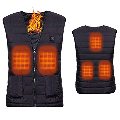 Electric Heated Vest, Lesgos USB Rechargeable Heating Clothes Vest with 3 Adjustable Temperature, Men & Women Washable Body Warmer Gilet for Outdoor Skiing, Hiking, Hunting, Motorcycle, Camping