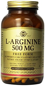 Solgar L-Arginine Vegetable Capsules, 500 mg, 250 Count