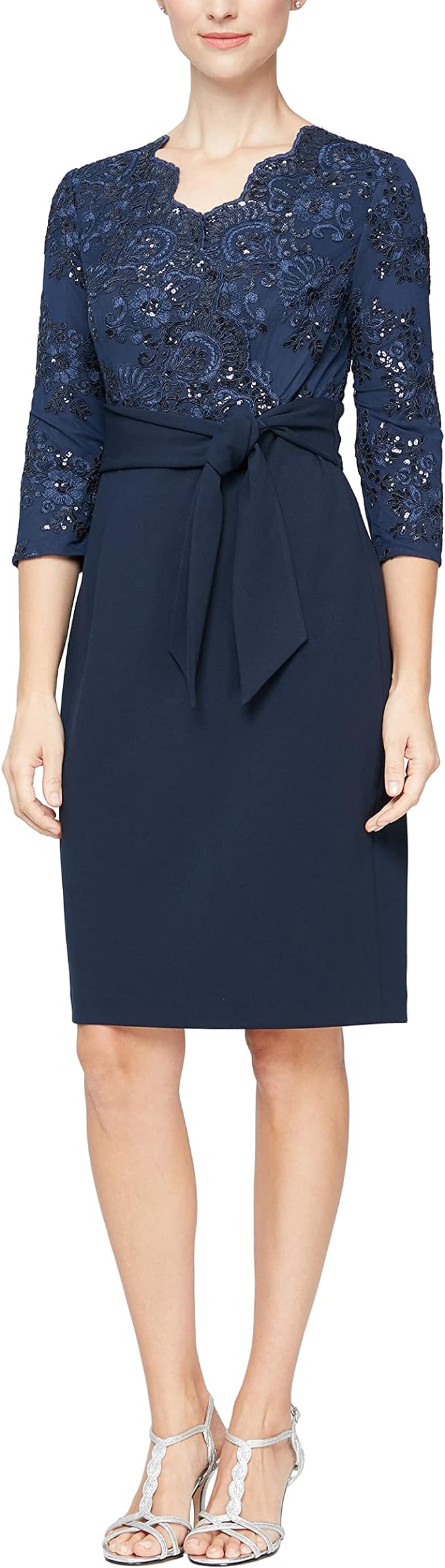 Alex Evenings Women's Cocktail Dress with Tie Waist