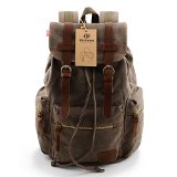BLUBOONTM Vintage Men Casual Canvas Leather Backpack Rucksack Bookbag Satchel Hiking Bag