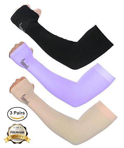 SHINYMOD UV Protection Cooling Arm Sleeves for Men Women Sunblock Cooler Protective Sports Gloves Running Golf Cycling Basketball Driving Fishing 1 Pair/3 Pairs Long Arm Cover Sleeves