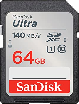 SanDisk 64GB Ultra SDXC UHS-I Memory Card - Up to 140MB/s, C10, U1, Full HD, SD Card - SDSDUNB-064G-GN6IN