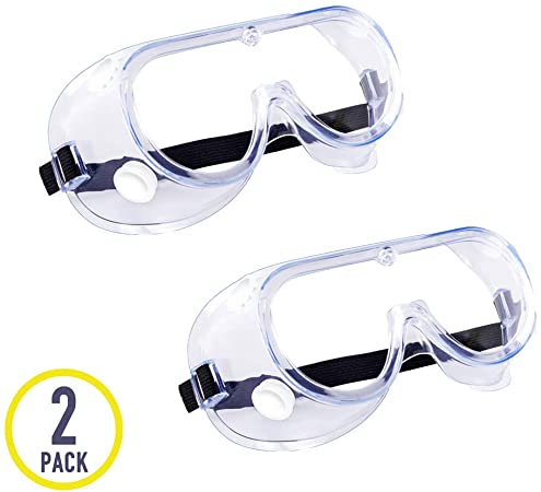 Safety Goggles, Protective Safety Glasses, Soft Crystal Clear Eye Protection - Perfect for Construction, Shooting, Lab Work, and More, 2 Pack (White)