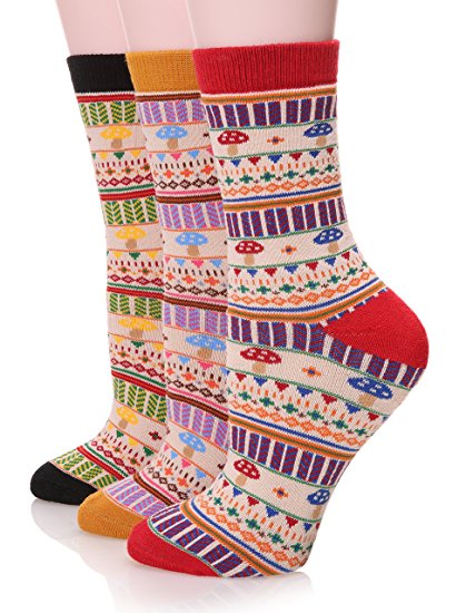 DoSmart Women's Cute Super Thick Warm Cozy Winter Cotton Socks Pack of 3
