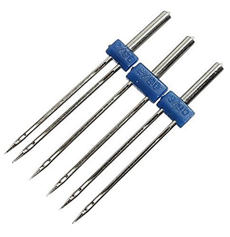 12- PACK (3 Size Mixed 2.0/90 3.0/90 4.0/90) Twin Stretch Machine Needle Double Twin Needles Pins