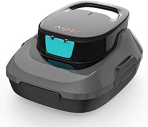 AIPER Scuba SE Gray Robotic Pool Cleaner, Cordless Robotic Pool Vacuum, Lasts up to 90 Mins, Ideal for above Ground Pools Up to 860 Sq.ft, Automatic Cleaning with Self-Parking Capabilities