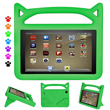All-New 2019 7 inch Tablet Kids Case - Auorld Light Weight Shock Proof Kids Cover with Handle for 7 inch Display Tablet (Green)