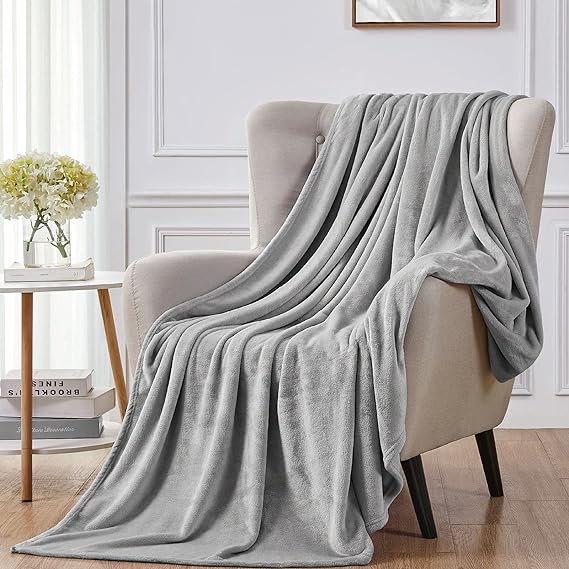Walensee Fleece Blanket Plush Throw Fuzzy Lightweight Super Soft Microfiber Flannel Blankets for Couch, Bed, Sofa Ultra Luxurious Warm and Cozy for All Seasons (Ash Grey, 90"x90")