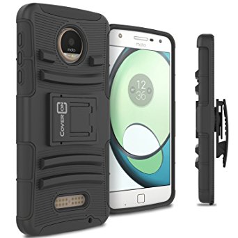 Moto Z Play Case, CoverON [Explorer Series] Holster Hybrid Armor Belt Clip Hard Phone Cover For Motorola Moto Z Play Holster Case - Black