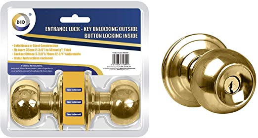 Gold Entrance Door Lock with Keys with Button and Handle Very Heavy Duty KNOB Made from Stainless Steel