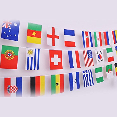 IsPerfect International String Flags Banners-Countries Flags World Flags Pennant Banner for Grand Opening,Bar,Sports Clubs,Party Events Decorations