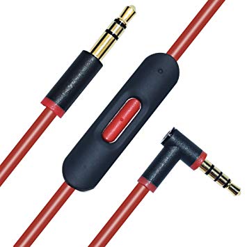 Replacement Audio Cable Cord Wire with in-line Mic Audio Extension Cable and Remote Control Compatible Beats by Dr Dre Headphones Solo/Studio/Pro/Detox/Wireless/Mixr/Executive/Pill (Red)