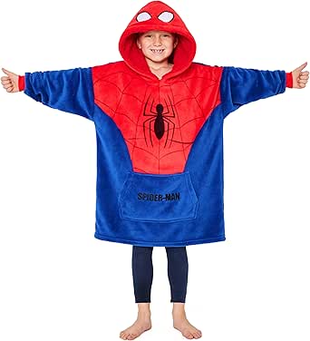 Marvel Spiderman Fleece Blanket Hoodie for Boys and Teenagers - One Size Cosy Hooded Blanket - Spiderman Gifts for Boys