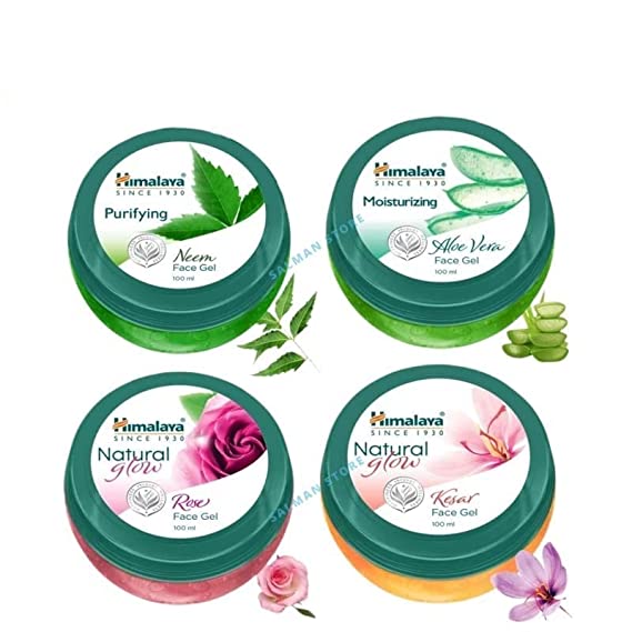 Himalaya Herbals Face Gel Combo (Purifying Neem Face Gel,Aloe Vera Face Gel,Kesar Face Gel,Rose Face Gel) 100ml Each (Pack of 4)