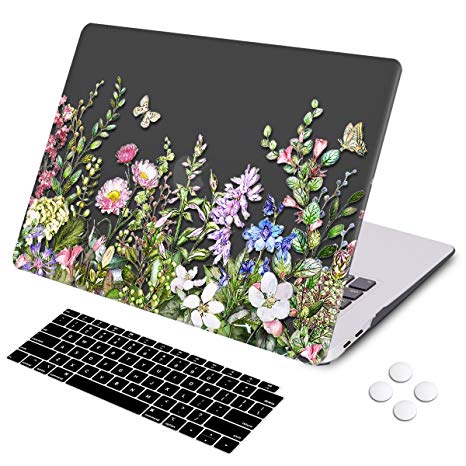 MacBook Air 13 inch case 2018 2019 Release Retina Display Touch ID, DQQH Hard case & Keyboard Cover,Only Compatible MacBook Air 13 inch 2018 2019 Model A1932-Weeds