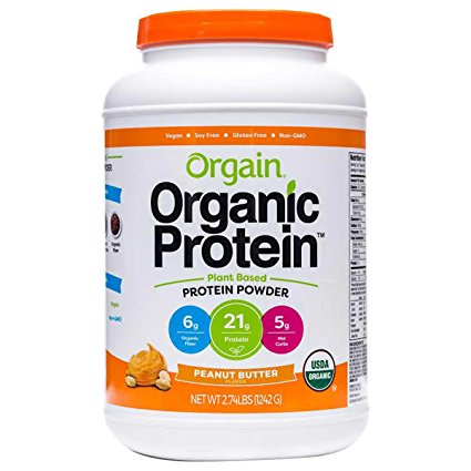 Orgain Organic Plant Based Protein Powder (Peanut Butter, 2.74lb Tub)