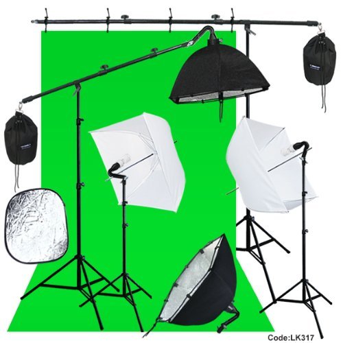 Linco Photography Studio Lighting Backdrop Photography Background Muslin 2 Set Boom Stand Photo Light Kit With 7 Feet Reflector Arm/ Boom Arm / Background Support Arm (3 in 1) Lincostore