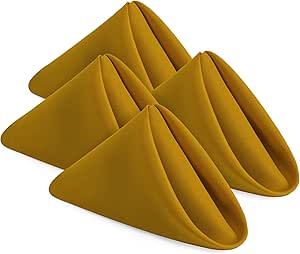 Utopia Home [24 Pack, Mustard] Cloth Napkins 17x17 Inches, 100% Polyester Dinner Napkins with Hemmed Edges, Washable Napkins Ideal for Parties, Weddings and Dinners