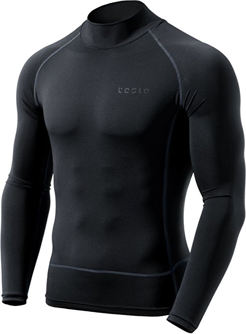 Tesla Men's Mock Long-Sleeved T-Shirt Cool Dry Compression Baselayer MUT72/TUT102/T11/T12