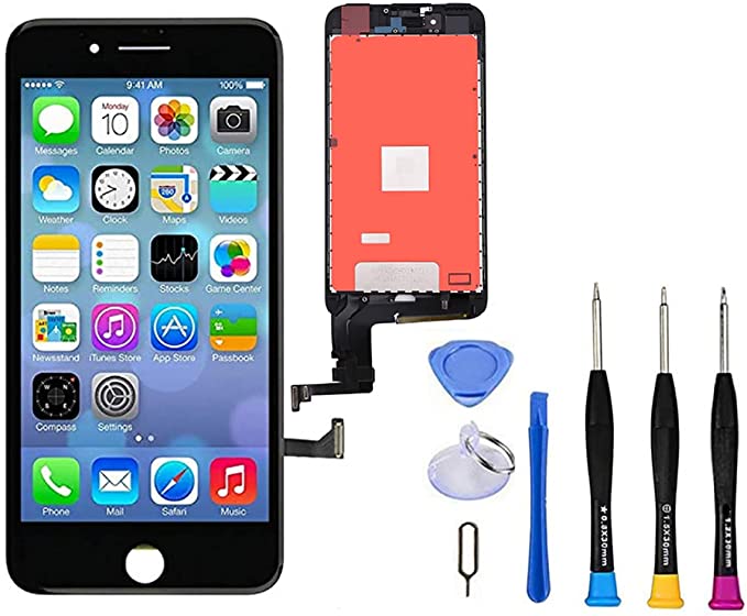 Premium Screen Replacement Compatible with iPhone 7 Plus 5.5 inch -3D Touch Digitizer Display Glass Assembly with Tools, Fit Compatible with iPhone 7 Plus (Black)